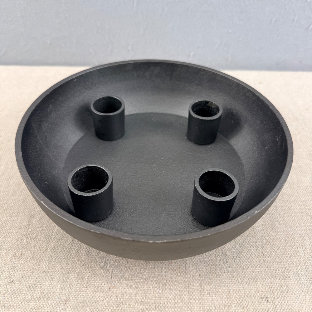 ERNST Sweden Cast Iron Bowl Candleholder Black Scandi Minimalist 7" Round